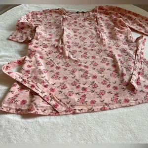 🌸 Zuvino Floral Maternity Blouse XL – Pink Rose Print Nursing Top